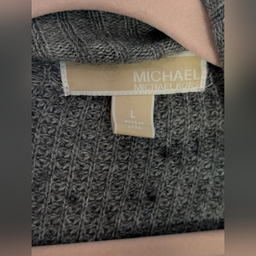 Michael Kors Grey Open Front Wool-Blend Sweater – Size L - Picture 2 of 5